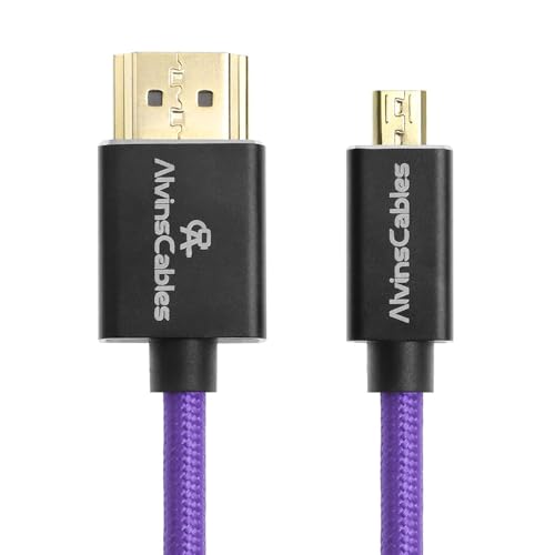 Alvin's Cables 8K 2.1 Micro HDMI zu HDMI Aufgerolltes Kabel für Atomos Ninja V, 8K@60Hz 4K@60Hz Hochgeschwindigkeits-HDMI-Kabel für Sony A7RIII A7II A7M3, für Canon R5 M6, Lila geflochten Alvin's Cables 8K 2.1 Micro HDMI zu HDMI Aufgerolltes Kabel für Atomos Ninja V, 8K@60Hz 4K@60Hz Hochgeschwindigkeits-HDMI-Kabel für Sony A7RIII A7II A7M3, für Canon R5 M6, Lila geflochten von Alvin's Cables
