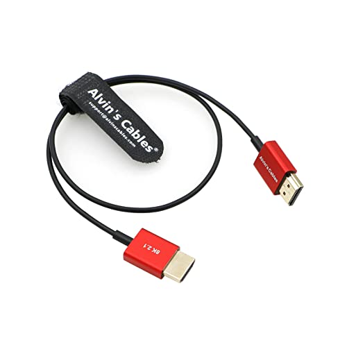 Alvin's Cables 8K HDMI 2.1 Kabel 48Gbps High-Speed ​​Ultradünnes HDMI Kabel für Atomos Ninja-V 4K-60P 6K-Record, Z-CAM, für Canon-C70, für Sony A7S3|A9|A74 45cm|18inch von Alvin's Cables