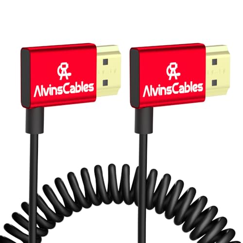 Alvin's Cables 8K HDMI-Kabel 2.1 48 Gbit/s High Speed ​​Φ2,4 mm ultradünnes HDMI 8K@60Hz 4K@120Hz für Sony A7 A9, BMPCC, Canon C70, Atomos Ninja, SmallHD, Rechts-auf-Rechts-Winkel-Spiralkabel von Alvin's Cables