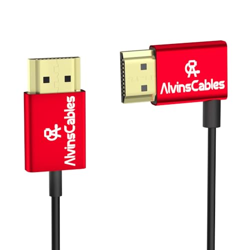 Alvin's Cables 8K HDMI-Kabel 2.1 48 Gbit/s High Speed ​​Φ2,4 mm ultradünnes HDMI 8K@60Hz 4K@120Hz für Sony A7 A9, BMPCC, Canon C70, Panasonic, Atomos Ninja,SmallHD, linker Winkel 30 cm | 11,8 Zoll von Alvin's Cables