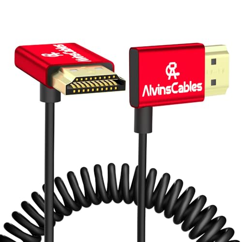Alvin's Cables 8K HDMI-Kabel 2.1 48 Gbit/s High Speed ​​Φ2,4 mm ultradünnes HDMI 8K@60Hz 4K@120Hz für Sony A7 A9, BMPCC, für Canon C70, Atomos Ninja,SmallHD, bis zu rechtwinkliges Spiralkabel von Alvin's Cables