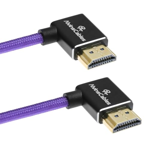 Alvin's Cables 8K HDMI Kabel für Atomos Ninja, 2.1 48Gbps 8K@60Hz 4K@120Hz Hochgeschwindigkeitsspiralkabel für Sony FS5 FS7,BMPCC,Canon C300 C500, Feelworld, Rechts nach Rechts Winkel Lila von Alvin's Cables