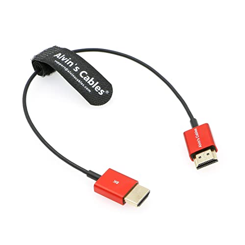 Alvin’s Cables 8K Ultradünnes HDMI Kabel 48Gbps High-Speed HDMI-2.1 Kabel für Atomos Ninja-V 4K-60P 6K-Record, Z-CAM, für Canon-C70, für Sony A7S3|A9|A74 30cm|12inches von Alvin's Cables