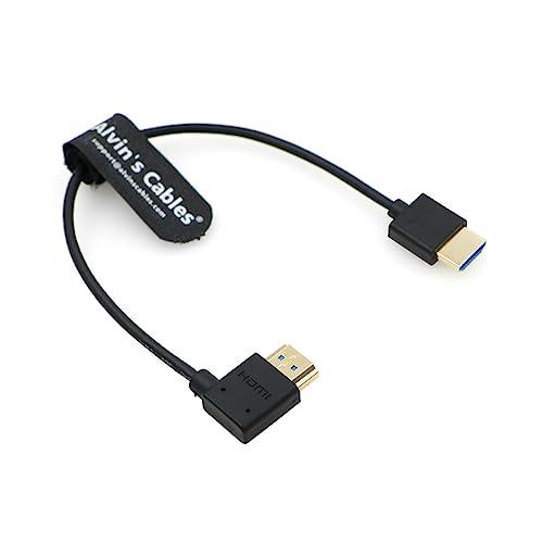 Alvin's Cables HDMI-Kabel 8K 2.1 High Speed für Atomos Ninja V Monitor Rechts auf Links Winkel HDMI Kabel für Z CAM E2, für Sony FS5 | FS7| A7S3 Kameras 10 Zoll | 25 cm von Alvin's Cables