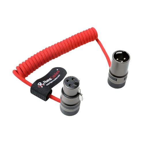 Alvin's Cables Rotierendes Low-Profile-XLR-Kabel männlich auf weiblich, ultra-flexible Spiralkabel, Aramid-verstärkt für Sony | Canon | Blackmagic Pro Cameras & Studio Audio (Rot) von Alvin's Cables