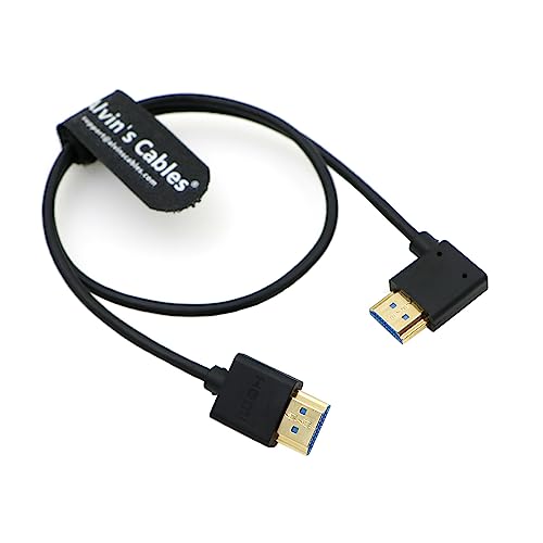 Alvin's Cables Ultra HD 8K HDMI 2.1 Kabel HDMI rechts auf rechtwinklig hohe Geschwindigkeit HDMI für Atomos Ninja V Monitor, Z CAM E2, für Sony FS5 | FS7| A7S3 Kameras 19,7 Zoll | 50 cm von Alvin's Cables
