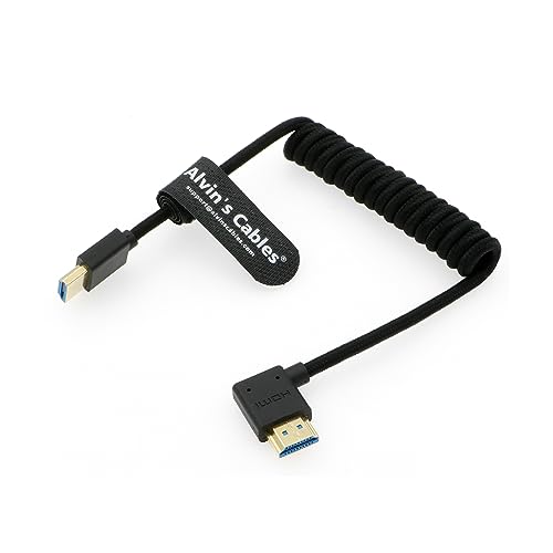 Alvin's Cables Ultra HD 8K HDMI 2.1 Spiralkabel geflochten HDMI Kabel für Atomos Ninja V, Portkeys BM5, für Feelworld Monitor, für Canon C300, Z CAM E2, für Sony FS5 | FS7| A7S3 Kameras von Alvin's Cables
