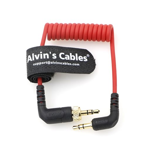 Alvin's Cables Verriegelbares 3,5 mm TRS auf 3,5 mm TRS-Audiokabel für Sennheiser Deity TC-1 rechtwinkliges TRS-Spiralkabel für DSLR| spiegellose Kamera von Alvin's Cables
