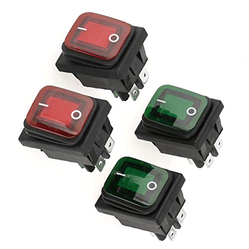 Alvinlite 4-teiliger Wippschalter, 220 V, 16–20 A, 4-polig, 2 Positionen, IP67, wasserdicht, rot und grün beleuchtet, einrastbarer Boots-Kippschalter, für Ersatz-Wippschalter Alvinlite 4-teiliger Wippschalter, 220 V, 16–20 A, 4-polig, 2 Positionen, IP67, wasserdicht, rot und grün beleuchtet, einrastbarer Boots-Kippschalter, für Ersatz-Wippschalter von Alvinlite