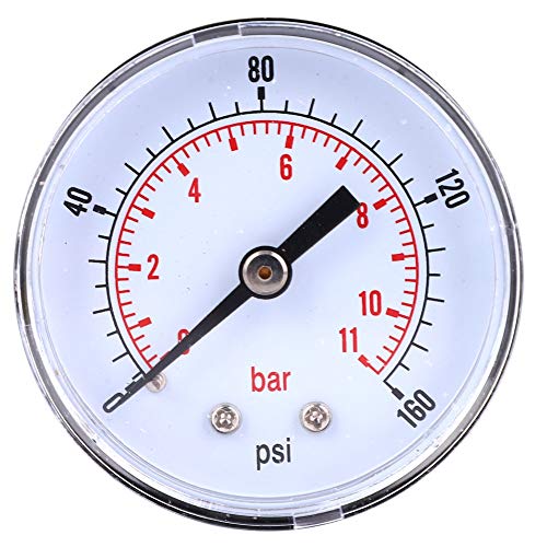 Alvinlite Y50 Manometer | 50 mm 1/8 Zoll BSPT Hochpräzises mechanisches Axialmanometer für Kraftstoff, Luft, Öl, Gas, Wasser | 0–160 psi 0–11 bar| Druckanzeige von Alvinlite