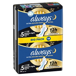 always Binden Ultra Secure Night Extra mit Flügeln, 14 St. von Always