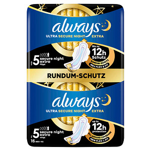 always Binden Ultra Secure Night Extra mit Flügeln, 16 St. von Always