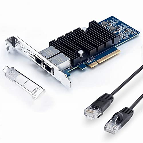 ALWONG 10GbE Netzwerkkarte mit Cat6 LAN Kabel, Kompatibel für Intel X540-T2, mit Intel X540 Controller, 10G PCI-E Netzwerkkarte, Dual Kupfer RJ45 Port, PCI-Express Ethernet LAN Adapter von Alwong