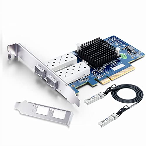 10Gbit Ethernet Netzwerk Schnittstellenkarte, entspricht Intel X520-DA2 10Gbit Converged Netzwerk Adapter, mit Intel 82599ES Controller, PCIe X8, Zwei SFP+ Ports mit 1,5 m 10GBase-CU DAC Twinax-Kabel von Alwong