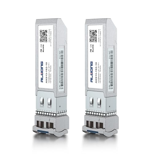 ALWONG [2 Stück] 10GBase-LR SFP+ zu LC Singlemode-Glasfaser-Transceiver, Kompatibel für Cisco SFP-10G-LR, Ubiquiti UniFi UF-SM-10G, Meraki, Mikrotik, Netgear (SMF, 1310 nm, 10 km) von Alwong