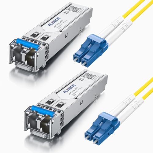 ALWONG 2X 1000Base-LX SFP LC Transceiver & 2X OS2 LC-LC 2m, Kompatibel mit Cisco GLC-LH-SMD, Ubiquiti UniFi UF-SM-1G, Netgear AGM732F, Meraki, Microtics, Netgear, D-Link, TP-Link, Zyxel von Alwong