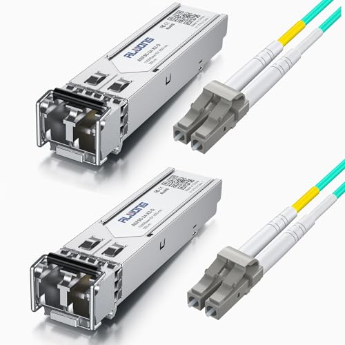 ALWONG 2X 1000Base-SX SFP LC Transceiver & 2X OM3 LC-LC 2m, Kompatibel mit Cisco GLC-SX-MMD, Ubiquiti UniFi UF-MM-1G, Netgear AGM731F, D-Link DEM-311GT, Microtik, Meraki MA-SFP-1GB-SX usw von Alwong