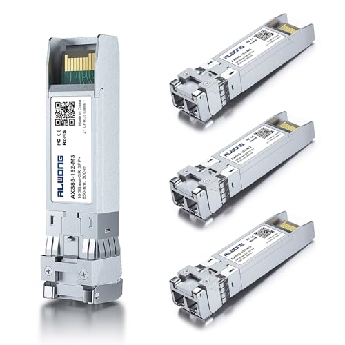 ALWONG [4 Stück] 10GBase-SR Multimode SFP+ zu LC Fiber Module Transceiver, Kompatibel für Cisco, Ubiquiti UniFi UF-MM-10G, Meraki, Mikrotik, Netgear, D-Link, Linkysys,etc. (850nm MMF, bis zu 300M) von Alwong