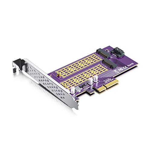 Alwong PCIe 3.0 zu NVMe M.2 Adapter für M.2 SSD, X4, (1) M.2 (M Key) und (1) M.2 (B Key) Kompatibel mit PCIe 3.0 Motherboards und abwärtskompatibel mit PCIe 2.0 und PCIe 1.0 von Alwong