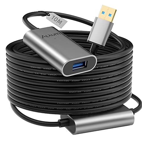 Alxum Aktive USB 3.0 Verlängerungkabel 10M/32Ft, USB Repeater-Kabel mit Signalverstärkung Kompatibel mit Rift, Xbox one, Drucker usw, Schwarz von Alxum