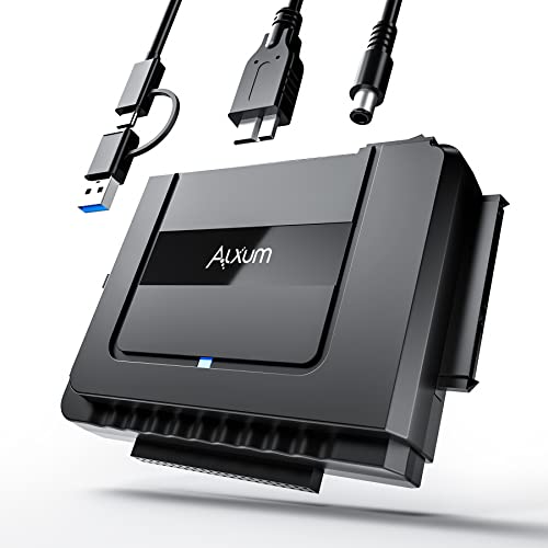 Alxum IDE SATA Adapter,IDE USB 3.0 Festplatten Adapter für 2.5 und 3.5 Zoll HDD oder SSD,CD-ROM,CD-RW,DVD-RW Laufwerke Festplatten Konverter Adapterkabel,IDE USB Adapter mit Netzteil und USB A&C Kabe von Alxum