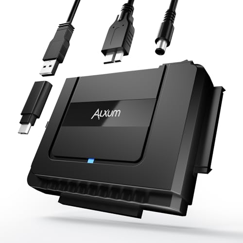 Alxum IDE SATA Adapter,IDE USB 3.0 Festplatten Adapter für 2.5 und 3.5 Zoll HDD oder SSD,CD-ROM,CD-RW,DVD-RW Laufwerke Festplatten Konverter Adapterkabel,IDE USB Adapter mit Netzteil und USB A&C Kabe von Alxum