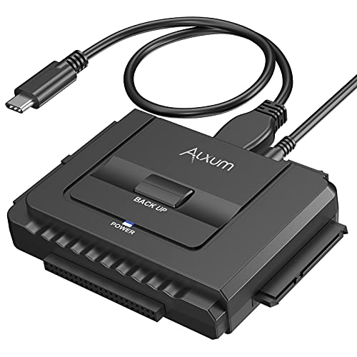 Alxum IDE SATA Adapter,USB 3.0 IDE Festplatten Adapter mit Netzschalter Adapter für 2.5/3.5 Zoll SATA HDD & IDE HDD Festplatten Konverter, mit 12V/2A Netzteil und USB C Kabel von Alxum