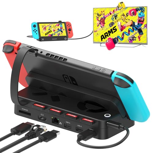 Alxum Switch Docking Station mit Game Switcher für Nintendo Switch/OLED-Switch Dock mit 4K HDMI,1000Mbps Ethernet,100W USB-C Ladeanschluss für dem Offiziellen Nintendo Switch Dock Alxum Switch Docking Station mit Game Switcher für Nintendo Switch/OLED-Switch Dock mit 4K HDMI,1000Mbps Ethernet,100W USB-C Ladeanschluss für dem Offiziellen Nintendo Switch Dock von Alxum