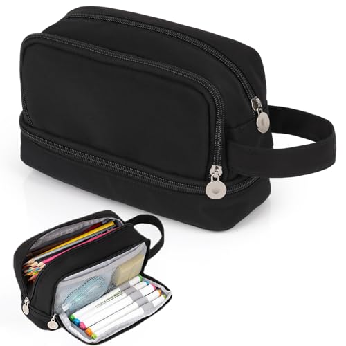 Alyvisun Federmäppchen Große Kapazität Mäppchen Etui Stifte mit 3 Fächern für Jungen und Mädchen, Robuste Schreibwaren Organizer Pencil Case mit Tragegriff für Schule und Büro von Alyvisun