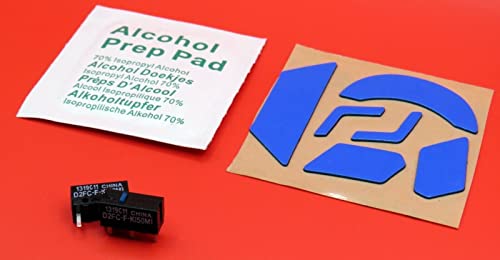 AmMiGoo Gleitpad BLAU + 2X Schalter Omron 50Mio klick, passend für Logitech G903 Gaming-Maus, PTFE Ersatz-Füße, Mouse Feet, Glides/Mausgleiter, Skates, Selbstklebend von AmMiGoo