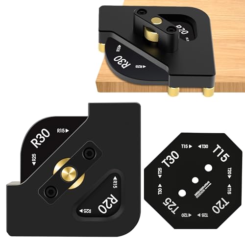 Oberfräsen-Eckradius-Schablone, 8-in-1-Aluminium-Legierung, Oberfräsenführungen für Holzbearbeitung, Eck-Routing-Führungs-Set, Schnellvorrichtung, Fräser-Bit-Schablonen (R10, R15, R20, R30, T15, T20 Oberfräsen-Eckradius-Schablone, 8-in-1-Aluminium-Legierung, Oberfräsenführungen für Holzbearbeitung, Eck-Routing-Führungs-Set, Schnellvorrichtung, Fräser-Bit-Schablonen (R10, R15, R20, R30, T15, T20 von AmaCielo