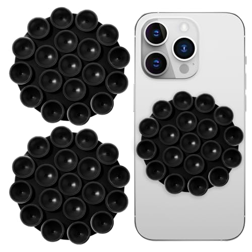 Amabro 2 Stück Silikon Saugnapf Handy,Selbstklebender Handy Saugnapf Doppelseitige,Kleber Rückseite Handyhalterung Spiegel Handyhalter Multifunktional Handyhülle Halterung für Videos Selfies (Black) von Amabro