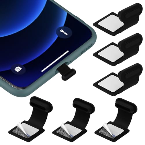 Amabro 6 Stück USB C Staubschutzstecker, USB C Anschlusskappenschutz, Handy-Staubschutz, Silikon Anti Staub Steckerabdeckung für Telefone mit USB Typ C Ladeanschluss(Schwarz) von Amabro