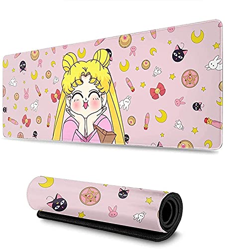 Mauspad Großes Anime Mousepad Office Mauspad rutschfeste Mousepad Rosa Gaming Mauspad rutschfeste Computer Laptop Schreibtischunterlage (04) von Amacigana