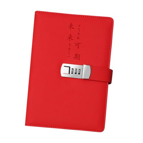 Amagogo Tagebuch mit Schloss, Tagebuch-Notizbuch mit Schloss, einfach zu bedienen, stabiles Tagebuch mit Schloss und Passwortsperre für Erwachsene zu Hause, Rot von Amagogo