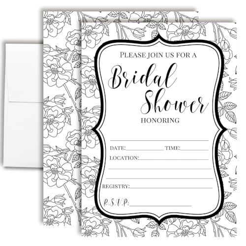 AmandaCreation Hochzeitseinladungen mit Blumenmuster, 20 Stück, 12,7 x 17,8 cm, elegante einfarbige Karten mit weißen Umschlägen, Brautparty-Einladungen AmandaCreation Hochzeitseinladungen mit Blumenmuster, 20 Stück, 12,7 x 17,8 cm, elegante einfarbige Karten mit weißen Umschlägen, Brautparty-Einladungen von Amanda Creation