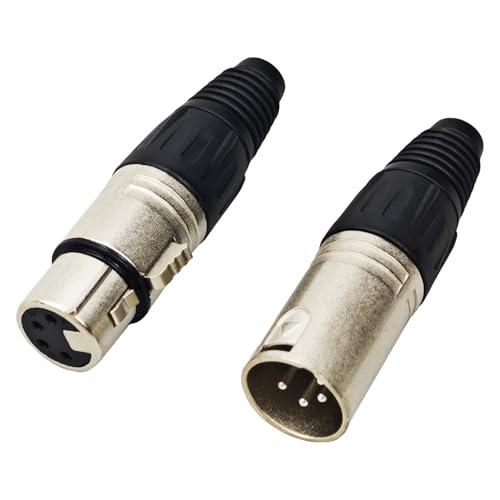 Amangny 4-poliger XLR-Stecker Kabelverbinder Mikrofon männlich und weiblich Ersatz Stecker Enden 2 Stück von Amangny