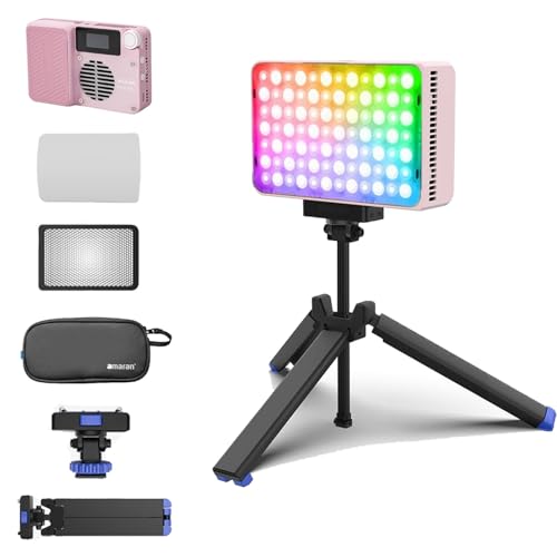 Amaran Ace 25c Kit RGBWW LED-Videolicht mit 360°-Farbsteuerung, 32W Boost-Modus (2300K-10000K CCT), 1500 Lux@1m, 4500mAh Akku & PD-Ladung, kompaktes Reise-Licht-Kit für Mobile Creators pink von Amaran