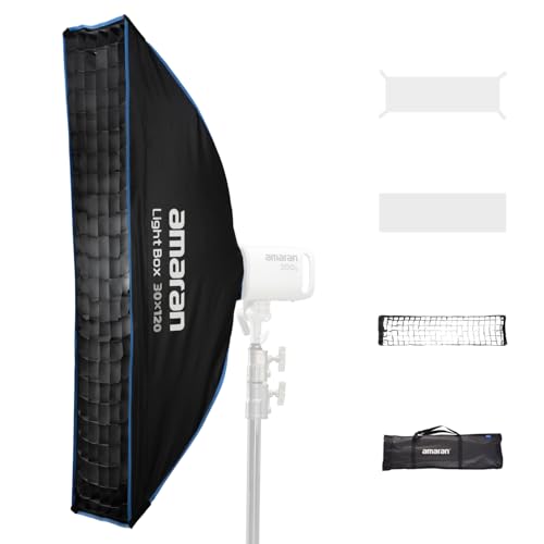 Amaran Light Box 30x120 Faltbare Bowens Mount Softbox, EIN-Snap-Setup rechteckiger Lichtmodifikator mit Diffusor & Wabe für Porträtfotografie & Video, Tragbar mit Tragetasche Amaran Light Box 30x120 Faltbare Bowens Mount Softbox, EIN-Snap-Setup rechteckiger Lichtmodifikator mit Diffusor & Wabe für Porträtfotografie & Video, Tragbar mit Tragetasche von Amaran