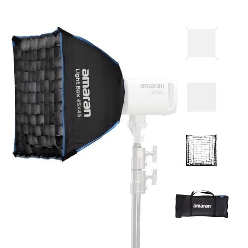 Amaran Light Box 45x45 Faltbare Bowens Mount Softbox 45cm, EIN-Snap-Setup Quadratischer Lichtmodifikator mit Diffusion & Gitter für Foto & Video, Tragbar & leicht mit Tragetasche Amaran Light Box 45x45 Faltbare Bowens Mount Softbox 45cm, EIN-Snap-Setup Quadratischer Lichtmodifikator mit Diffusion & Gitter für Foto & Video, Tragbar & leicht mit Tragetasche von Amaran