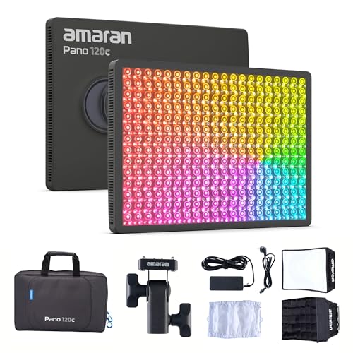 Amaran Pano 120c Kit RGBWW LED Video Dauerbeleuchtung 120W CCT 2300K-10000K mit APP Control 12 Fotografie Lichteffekte für YouTube,Vlog von Amaran