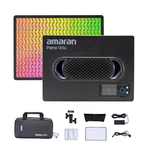 Amaran Pano 120c Video Panel Licht 120W RGBWW Vollfarbe PD-Ladung Schnelle Freigabe APP-Kontrolle für Fotostudio Live Streaming (Holzkohle) von Amaran