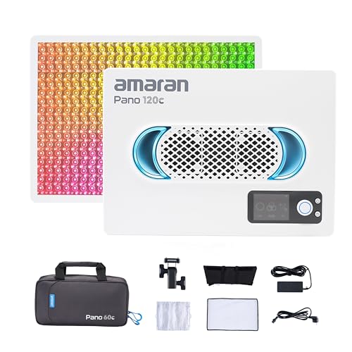 Amaran Pano 120c Video Panel Licht 120W RGBWW Vollfarbe PD-Ladung Schnelle Freigabe APP-Kontrolle für Fotostudio Live Streaming (Weiß) von Amaran