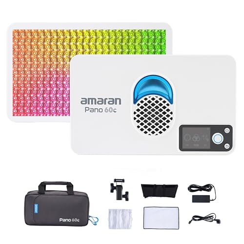 Amaran Pano 60c Video Panel Licht 60W RGBWW Vollfarbe PD-Ladung Schnelle Freigabe APP-Kontrolle für Fotostudio Live Streaming (Weiß) von Amaran