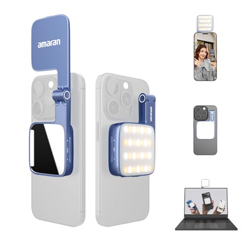 amaran Go Mini-Handylicht, Magnetische LED mit Dual-Spiegellicht, Einstellbare CCT von 2700K-6500K, 10 Lichteffekte, USB-C-Schnellladung, Weiches & Präzises Licht für Mobile Kreative-Blue amaran Go Mini-Handylicht, Magnetische LED mit Dual-Spiegellicht, Einstellbare CCT von 2700K-6500K, 10 Lichteffekte, USB-C-Schnellladung, Weiches & Präzises Licht für Mobile Kreative-Blue von Amaran