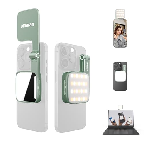 amaran Go Mini-Handylicht, Magnetische LED mit Dual-Spiegellicht, Einstellbare CCT von 2700K-6500K, 10 Lichteffekte, USB-C-Schnellladung, Weiches & Präzises Licht für Mobile Kreative-Green amaran Go Mini-Handylicht, Magnetische LED mit Dual-Spiegellicht, Einstellbare CCT von 2700K-6500K, 10 Lichteffekte, USB-C-Schnellladung, Weiches & Präzises Licht für Mobile Kreative-Green von Amaran