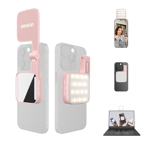 amaran Go Mini-Handylicht, Magnetische LED mit Dual-Spiegellicht, Einstellbare CCT von 2700K-6500K, 10 Lichteffekte, USB-C-Schnellladung, Weiches & Präzises Licht für Mobile Kreative-Pink amaran Go Mini-Handylicht, Magnetische LED mit Dual-Spiegellicht, Einstellbare CCT von 2700K-6500K, 10 Lichteffekte, USB-C-Schnellladung, Weiches & Präzises Licht für Mobile Kreative-Pink von Amaran