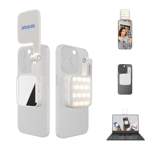 amaran Go Mini-Handylicht, Magnetische LED mit Dual-Spiegellicht, Einstellbare CCT von 2700K-6500K, 10 Lichteffekte, USB-C-Schnellladung, Weiches & Präzises Licht für Mobile Kreative-White amaran Go Mini-Handylicht, Magnetische LED mit Dual-Spiegellicht, Einstellbare CCT von 2700K-6500K, 10 Lichteffekte, USB-C-Schnellladung, Weiches & Präzises Licht für Mobile Kreative-White von Amaran
