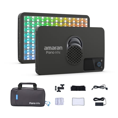 amaran Pano 60c Kit 60W RGBWW Vollfarb-Panelleuchte mit 22.220 Lux @ 0,5m, USB-C PD betrieben, inklusive Softbox, Gitter, Diffusor, Tragetasche für Fotografie & Video - Anthrazit amaran Pano 60c Kit 60W RGBWW Vollfarb-Panelleuchte mit 22.220 Lux @ 0,5m, USB-C PD betrieben, inklusive Softbox, Gitter, Diffusor, Tragetasche für Fotografie & Video - Anthrazit von Amaran