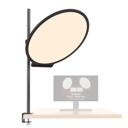 amaran Verge Max 22" Bi-Color Rundlicht für Schreibtisch oder Studio, Edge-Lit LED-Panel, 2700K–6500K, CRI 96, Frontregler & USB-C Stromversorgung, mit Tischklemme – Anthrazit von Amaran